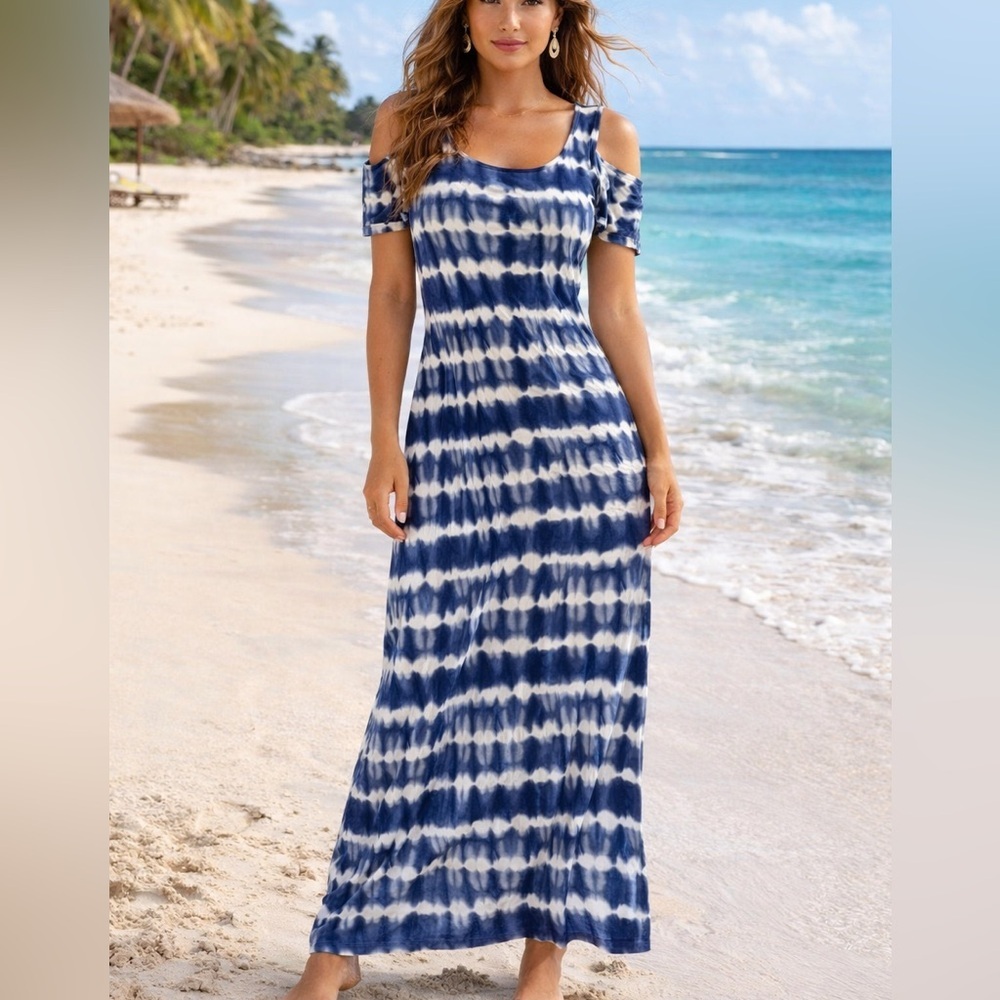 Design History Navy and White Tie-Dye Maxi Dress - Picture 3 of 6